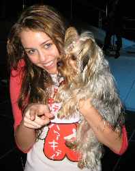 Miley Cyrus and her dog Roadie